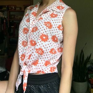 Vintage 90s floral print crop top